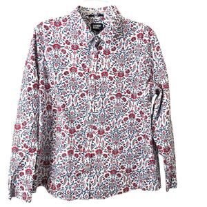 Lands' End Women's No Iron Button Front Long Sleeve Floral Blouse Size 18